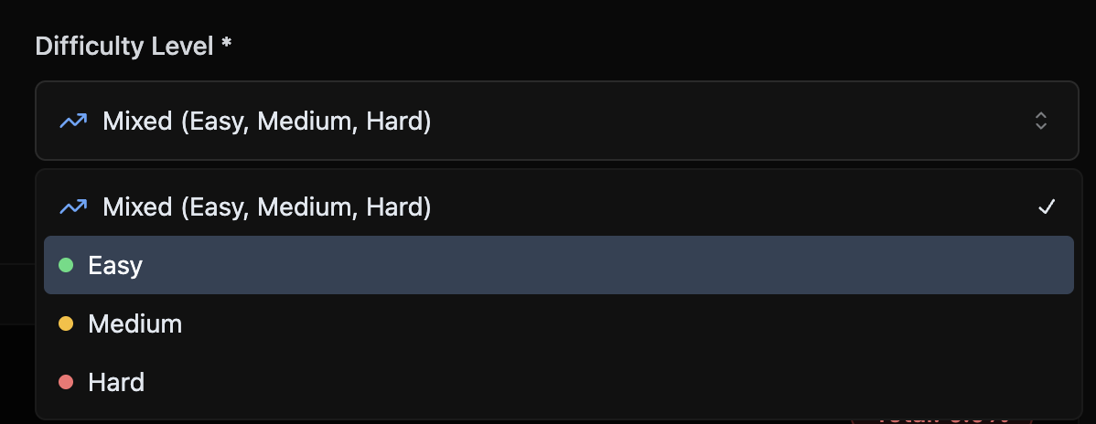 Custom Mock Setting Difficulty Interface - Create your own personalized AFK mock exams