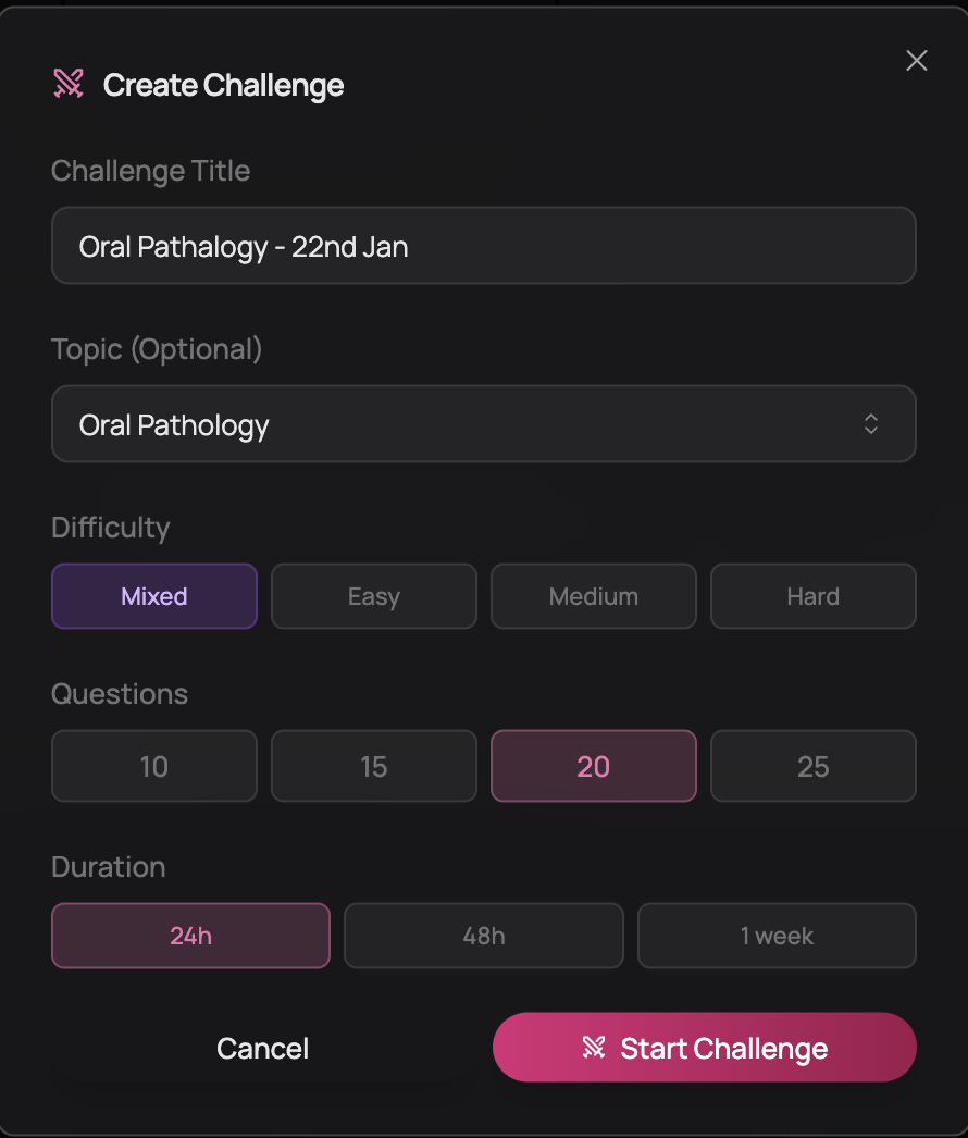 Setting up a new challenge